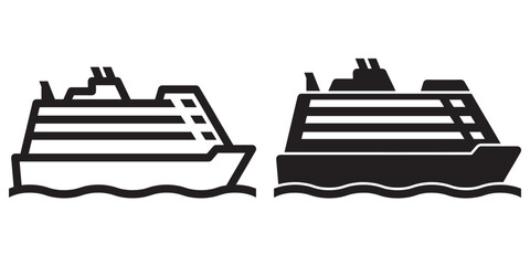 ofvs253 OutlineFilledVectorSign ofvs - cruise ship vector icon . cruiser sign . isolated transparent . outline and filled version . AI 10 / EPS 10 . g11593 - obrazy, fototapety, plakaty