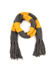 Knitted scarf on a white background.