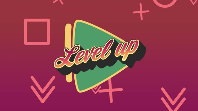 Animation of level up text over shapes