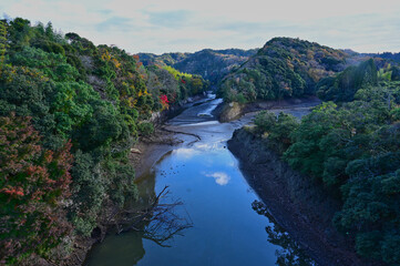 Lake Mishima in late fall, Chiba, Japan