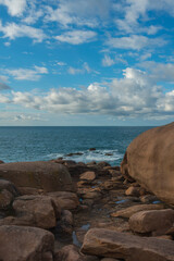 view of the landscape at ploumanach in france