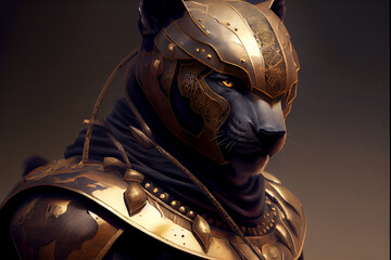 Golden guard of a panther palace generative art