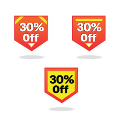 30% off. red label in triangular shape. vector illustration