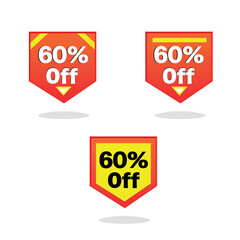 60% off. red label in triangular shape. vector illustration