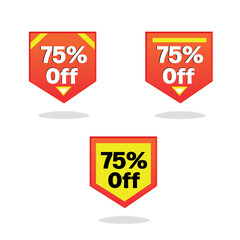 75% off. red label in triangular shape. vector illustration