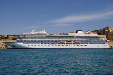 Viking luxury cruiseship or cruise ship liner Star in La Valletta, Malta port during Mediterranean...