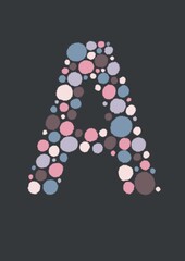 Interesting, decorative letters with colorful dots. Suitable for different inscriptions. The dots are like balloons or confetti.