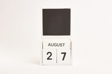 Calendar with the date August 27 and a place for designers. Illustration for an event of a certain date.