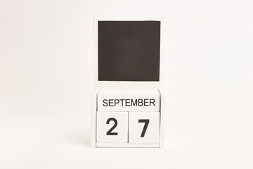 Calendar with the date September 27 and a place for designers. Illustration for an event of a certain date.