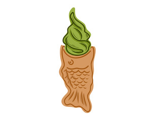 Japanese ice cream Taiyaki. Hand drawing.
vector illustration