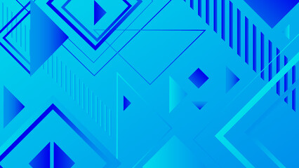 Blue background with geometric memphis style