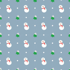Cute pattern vector concept christmas day seamless pattern with snowman snow and christmas tree decoration for christmas day online shopping sale promotion. seamless pattern illustration.