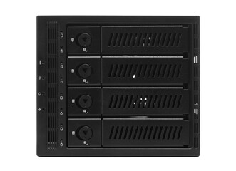 Stacked rack mount servers isolated on white