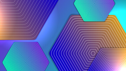 Abstract blue background vector with hexagon