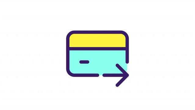 Animated card color ui icon. Operation failure. Try again later. Banking. Seamless loop HD video with alpha channel on transparent background. Simple filled line RGB pictogram animation