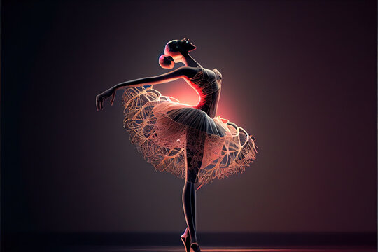 A Beautiful Ballerina, Leap Dancing Through Terminal Cancer poses from  behind ilustración de Stock | Adobe Stock
