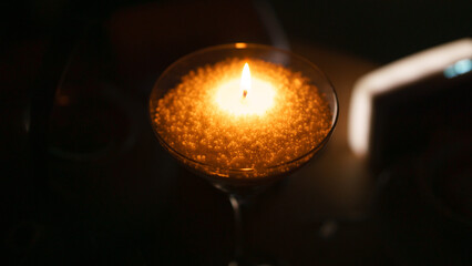 Blackout in Ukraine 2022. Life during war in Ukraine. Candles and love. Burning candle in the dark
