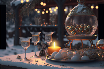 christmas and new year's eve table setting