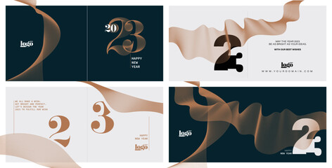 2023 logo and premium wish card with curve style. Happy new Year.
