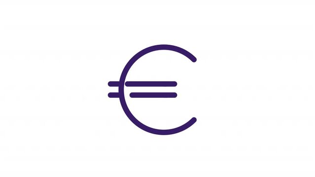 Animated euro sign color ui icon. European currency. Economics. Finance and banking. Seamless loop HD video with alpha channel on transparent background. Simple filled line RGB pictogram animation