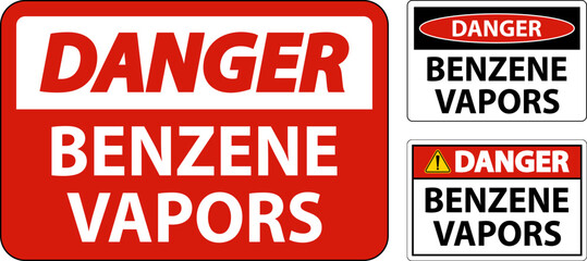 Danger Benzene Vapors Sign On White Background