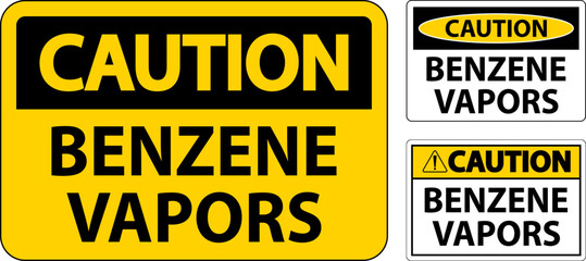 Caution Benzene Vapors Sign On White Background