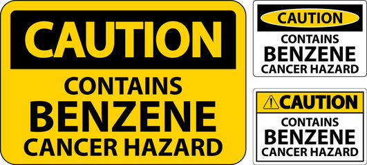 Caution Contains Benzene Sign On White Background