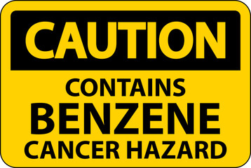 Caution Contains Benzene Sign On White Background