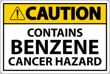 Caution Contains Benzene Sign On White Background