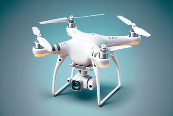 professional white quadcopter drone camera in flight. Generative AI