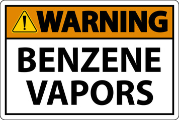 Warning Benzene Vapors Sign On White Background