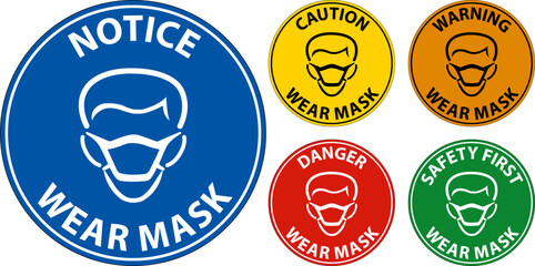 Wear Mask Sign On White Background