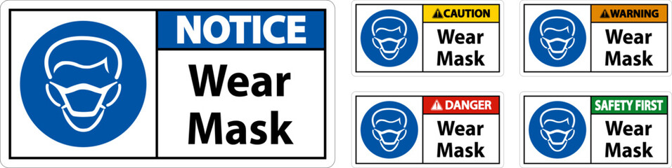 Wear Mask Sign On White Background