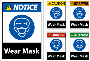 Wear Mask Sign On White Background