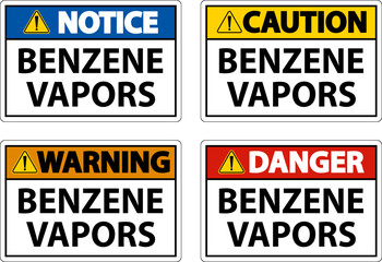 Caution Benzene Vapors Sign On White Background