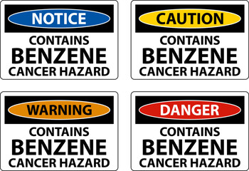 Fototapeta premium Caution Contains Benzene Sign On White Background
