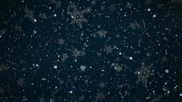 Animation of snow and snow on black background