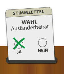 Wahl zum Ausländerbeirat, Stimmzettel mit Wahlurne