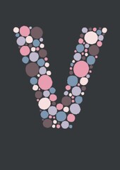 Festive font with dots. Balls, dots, bubbles, balls, confetti.