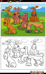 cartoon dogs animal characters group coloring page