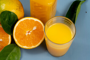 Natural orange juice in the glass