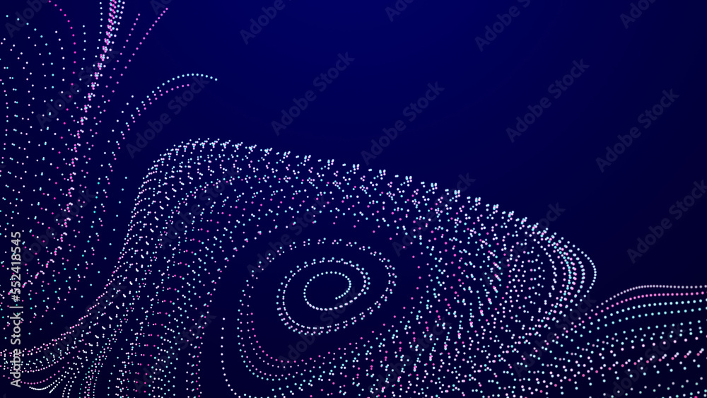 Poster abstract digital background from rounded colored lines. information flow space. big data visualizati