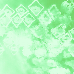 Green Watercolor Ethnic. Trendy Ikat Pattern. Geo