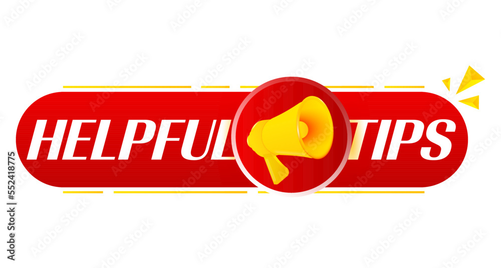 Poster Megaphone with helpful tips on white background. Megaphone banner. Web design. Vector