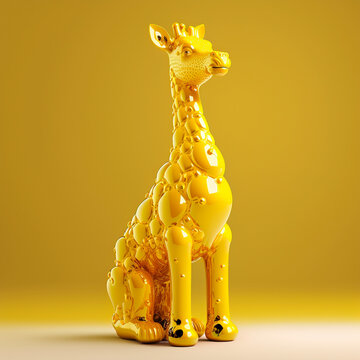 Cute Yellow Giraffe Statue Made Of Glass