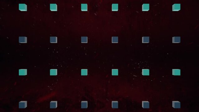 Animation of cubes over sparkles on black background