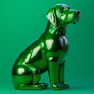 cute green dog statue made of glass