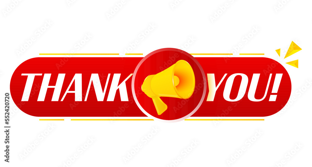 Aufkleber Megaphone with thank you on white background. Megaphone banner. Web design. Vector