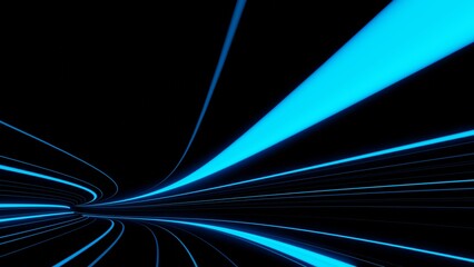3d render motion line of speed and power or light trails. High-speed light with curve movement beam. 5G Technology fast and futuristic background. Abstract motion blur.