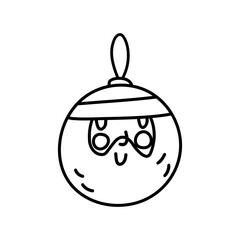 Obraz premium Santa Christmas ball on a white background. Doodle illustration. 